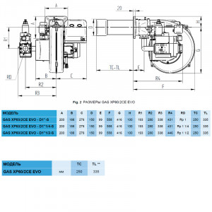 Газовая горелка FBR GAS XP 60/2 CE TC